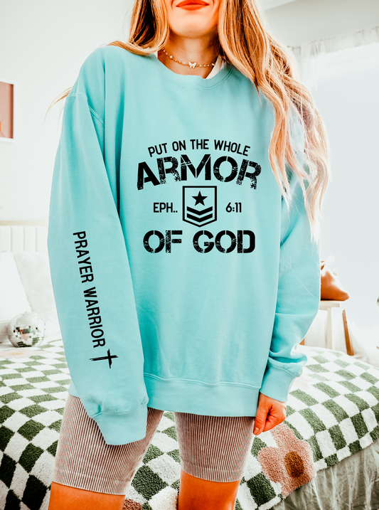 Put On The Whole Armor Of God Christian Bible Verse Scriptures Unisex Lightweight Crewneck Sweatshirt