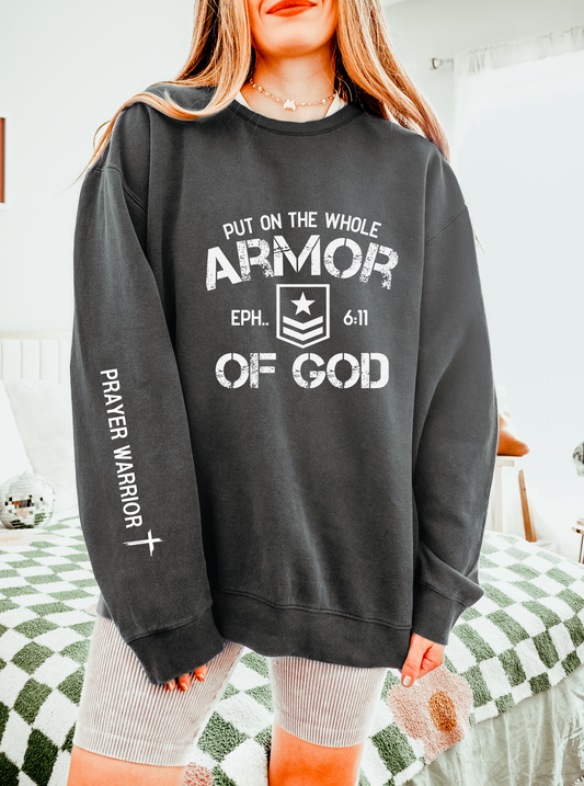 Armor Of God Christian Bible Verse Scriptures Unisex Lightweight Crewneck Sweatshirt