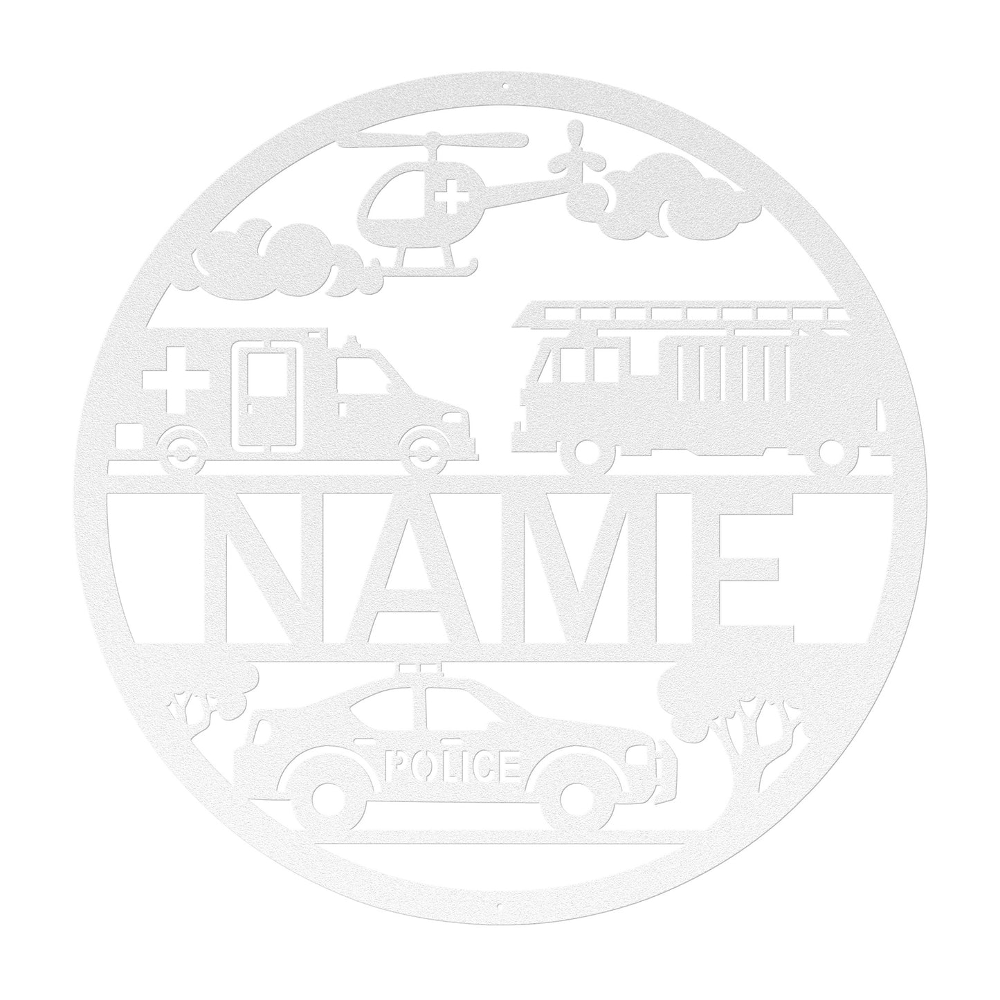 Custom Name Rescue Vehicles Metal Sign