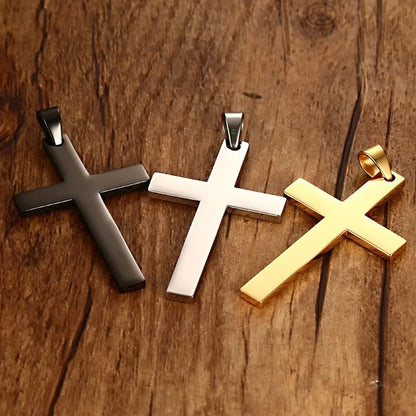 Philippians 4:13 Simple Cross Pendant for Men Necklace Stainless Steel