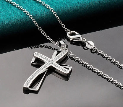 925 Sterling Silver Christian Religious Bible Chain Cross Pendant Necklace
