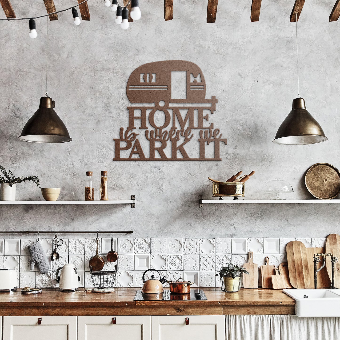 Home Is Where We Park It Metal Sign