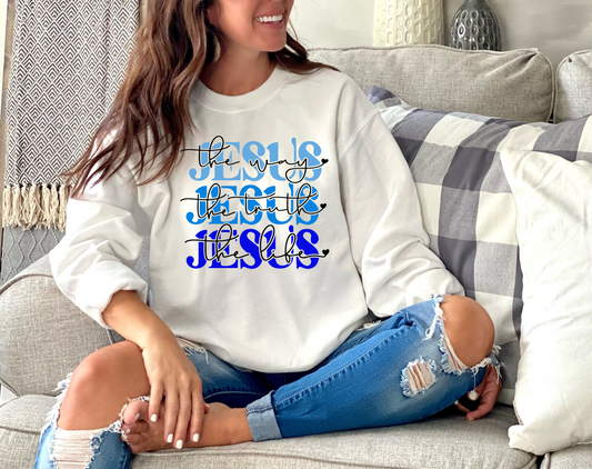 Jesus is The Way Blue Crewneck Sweatshirt