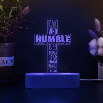 Custom Humble And Pray 3D Multicolor LED Light w/Wooden Base