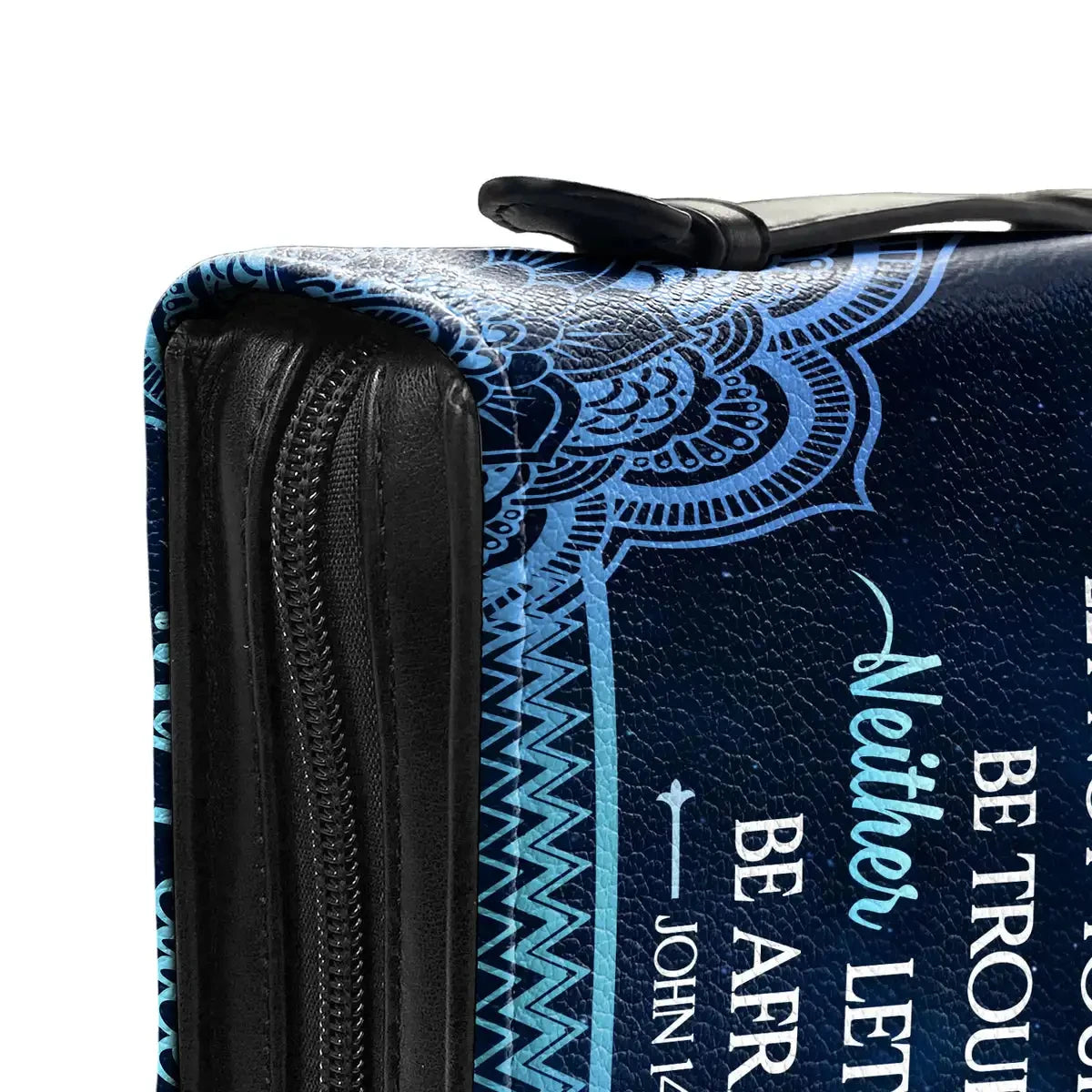 Personalized Cross Dragonfly Design Bible Bag My Peace I Give To You Women's PU Leather Blue Bible Cover