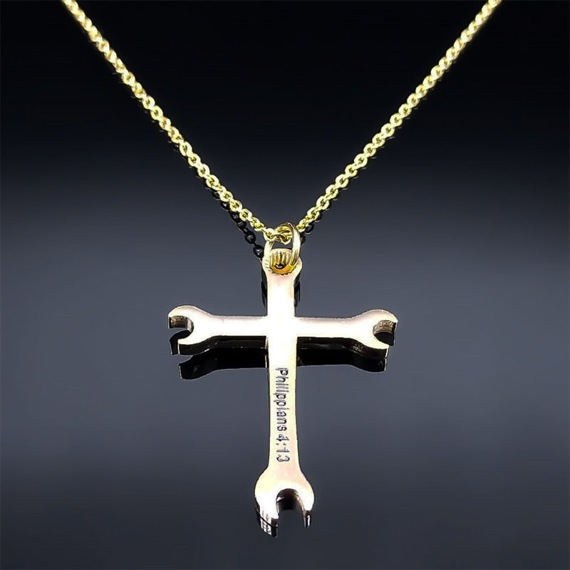 Bible Verse Necklace for Men Stainless Steel Christian Gifts Faith Prayer