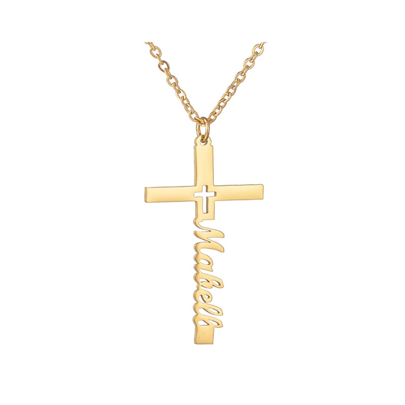 Custom Name Necklace Cross Customized Chains Stainless Steel Pendant Jewelry For Women Personalized Birthday Gift  Accessories
