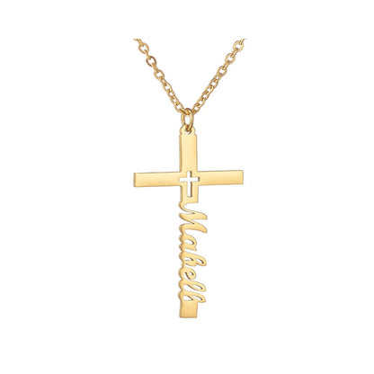 Custom Name Necklace Cross Customized Chains Stainless Steel Pendant Jewelry For Women Personalized Birthday Gift  Accessories