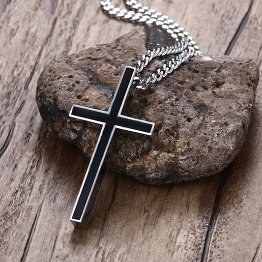 Christian Religious Faith Men's Jewlery Cross Pendant Stainless Steel Necklace Chain for Men