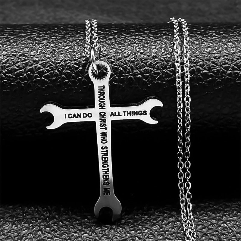 Bible Verse Necklace for Men Stainless Steel Christian Gifts Faith Prayer