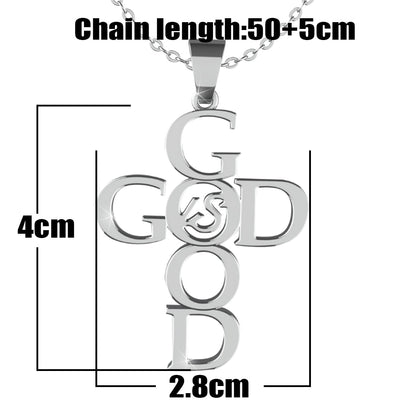 Religious Stainless-Steel God is Good Cross Necklace Women Christian Jewelry Gift