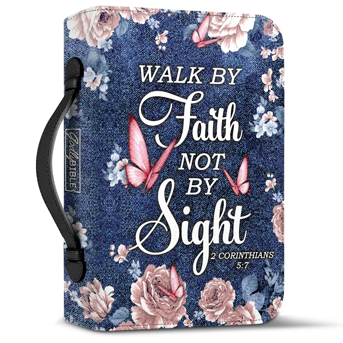 Walk By Faith Not By Sight Handbag for Women PU Leather Bible Bag Practical Bible Cover Case Ladies Christianity Book Holy Storage
