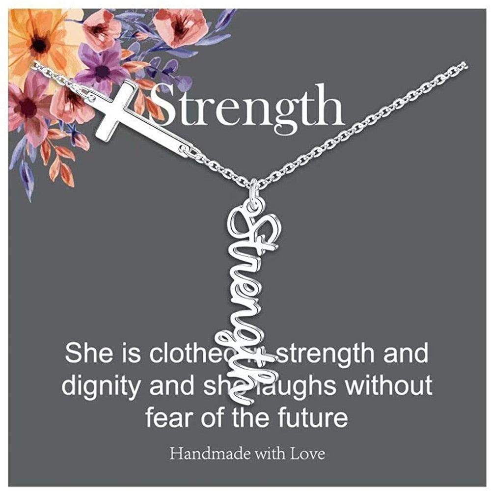 Cross Pendant Necklace for Women Religious Gift Hope Faith Jesus Love Blessed