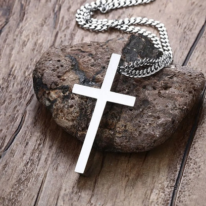 Christian Religious Faith Men's Jewlery Cross Pendant Stainless Steel Necklace Chain for Men