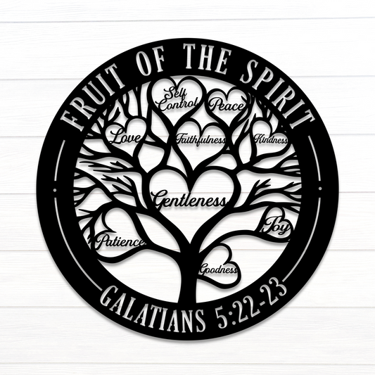 Fruit of The Spirit Galatians 5:22-23 - Metal Art/Sign, Religious Wall Home Decor, Christian Metal Sign, Bible Verse Metal Sign, Tree of Life
