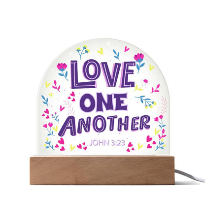Love One Another John 2:23 Christian Bible Verse Scripture Acrylic Plaque With Wooden Base