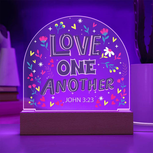 Love One Another John 2:23 Christian Bible Verse Scripture Acrylic Plaque With Wooden Base