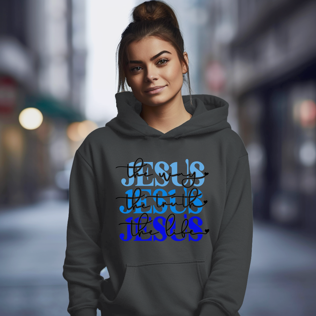 Jesus is The Way Blue Hooded Sweatshirt