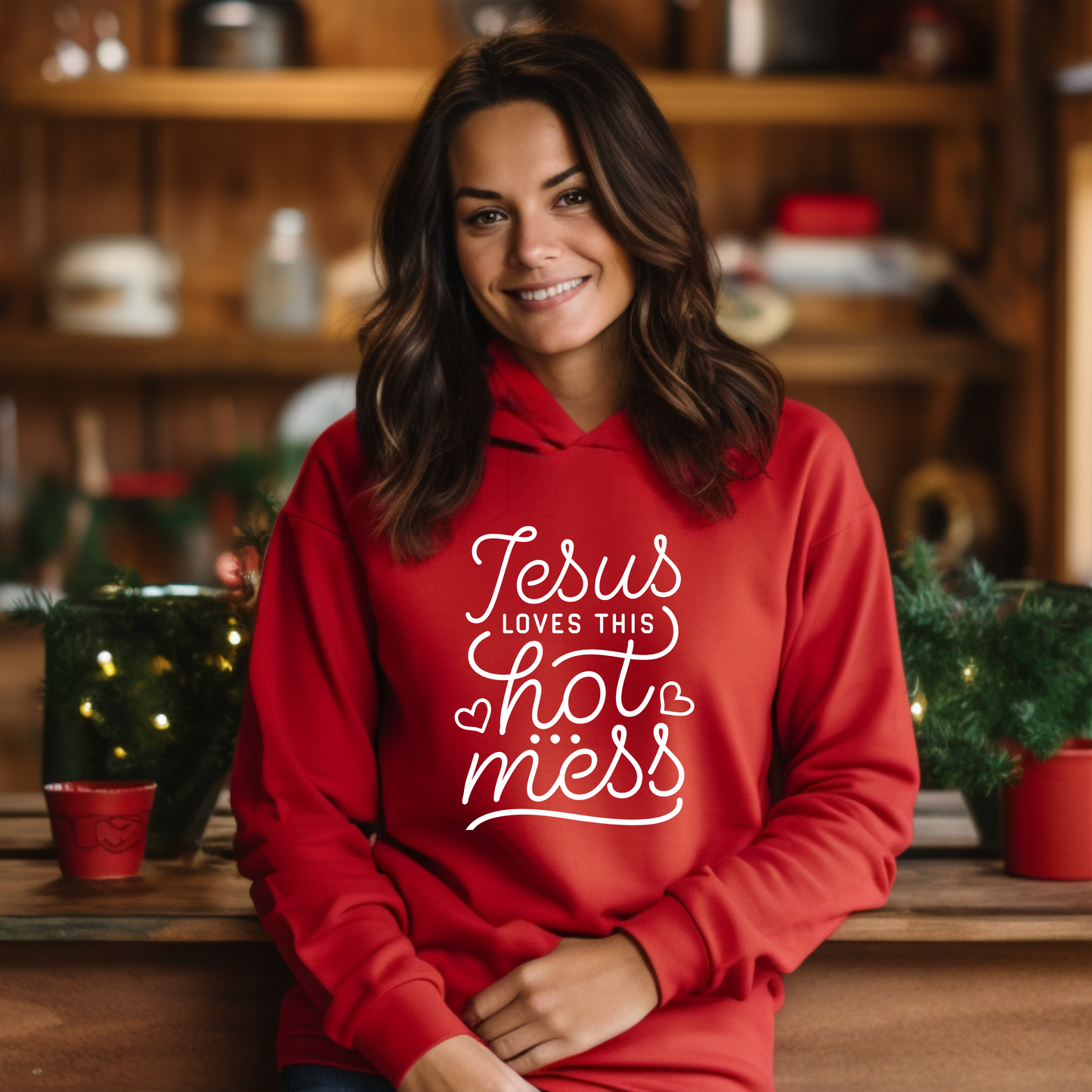 Jesus Loves This Hot Mess Unisex Heavy Blend™ Hooded Sweatshirt
