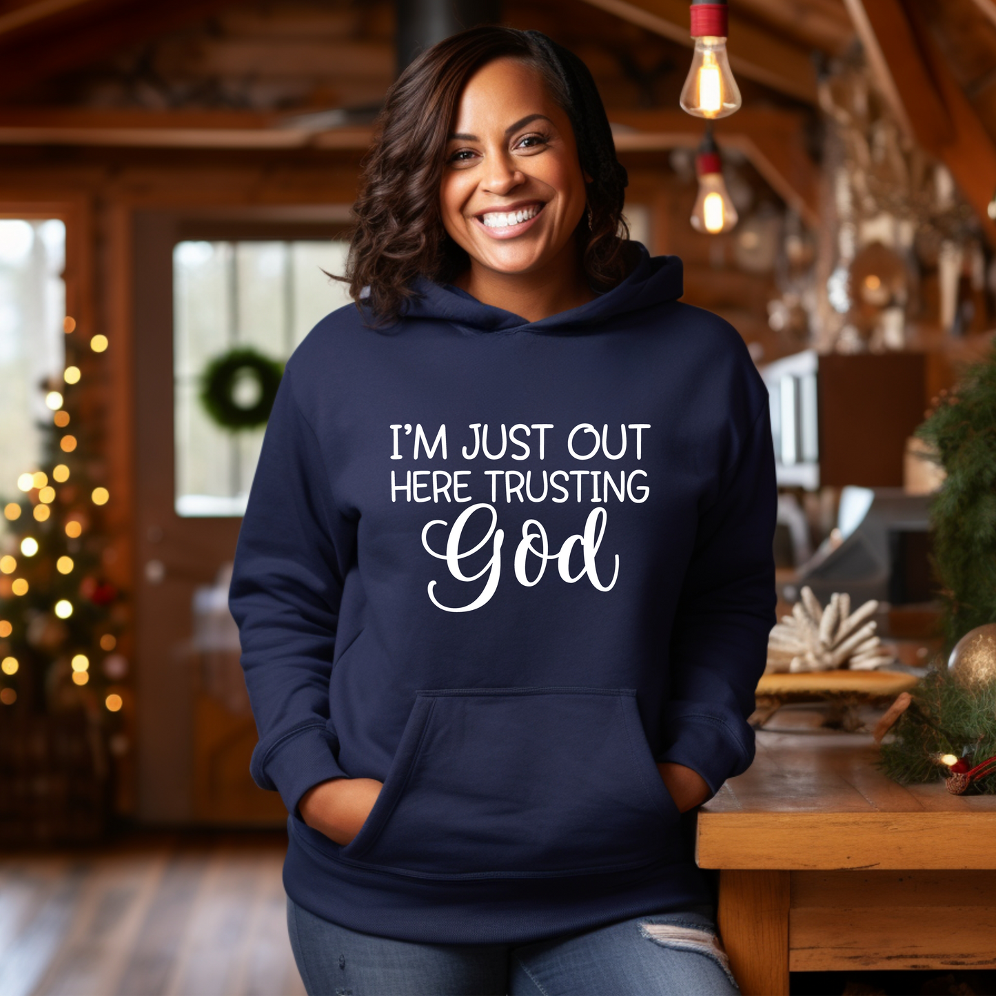 Just Out Here Trusting God Unisex Heavy Blend™ Hooded Sweatshirt