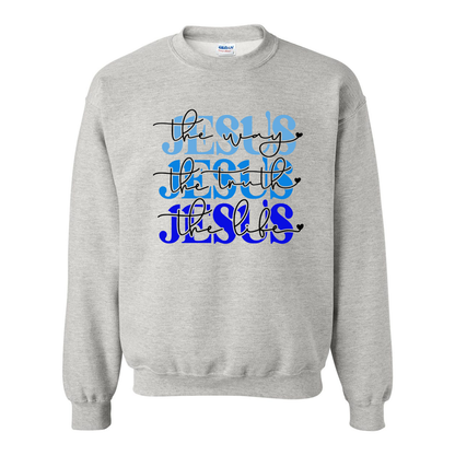 Jesus is The Way Blue Crewneck Sweatshirt