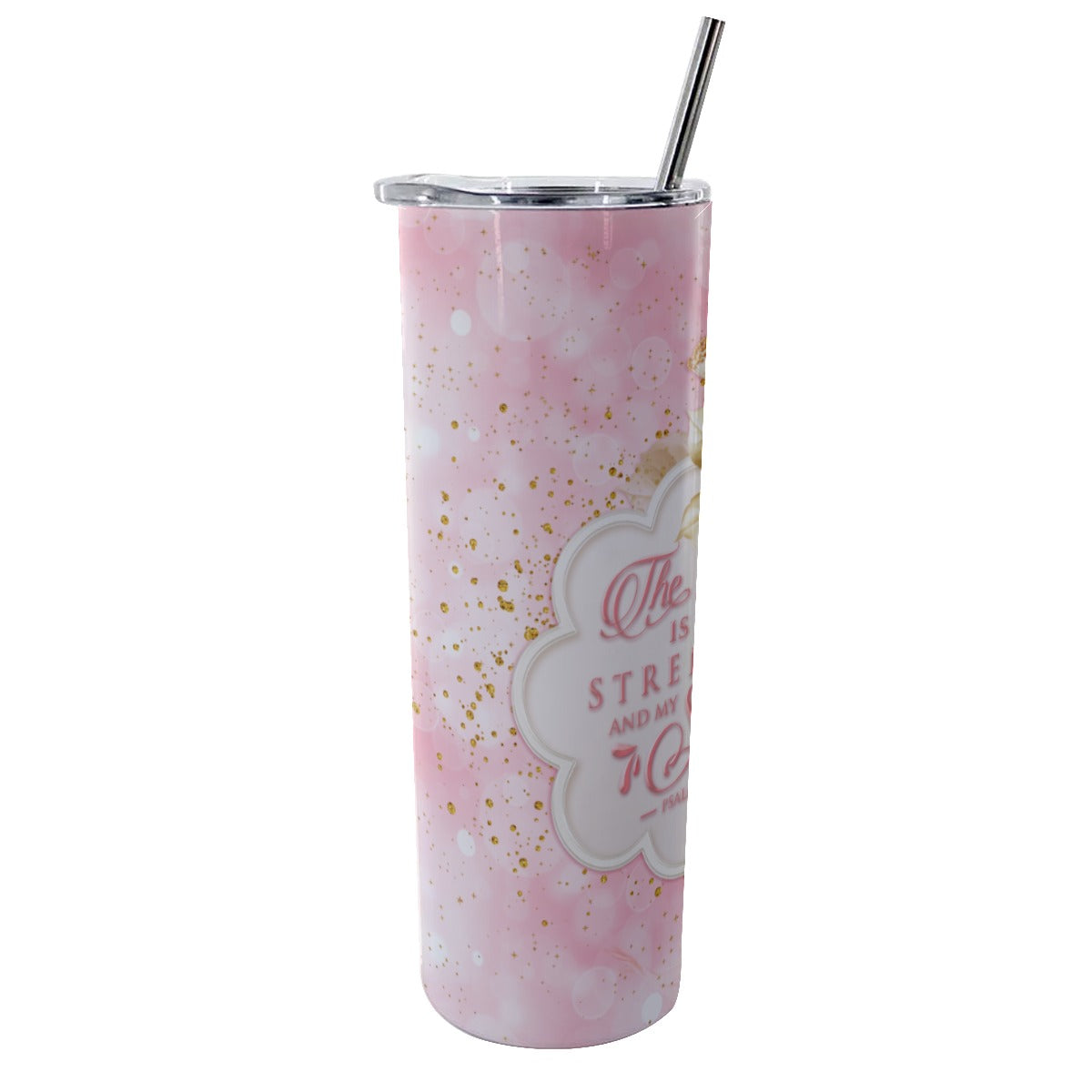 The Lord is My Strength Tumbler With Stainless Steel Straw 20oz