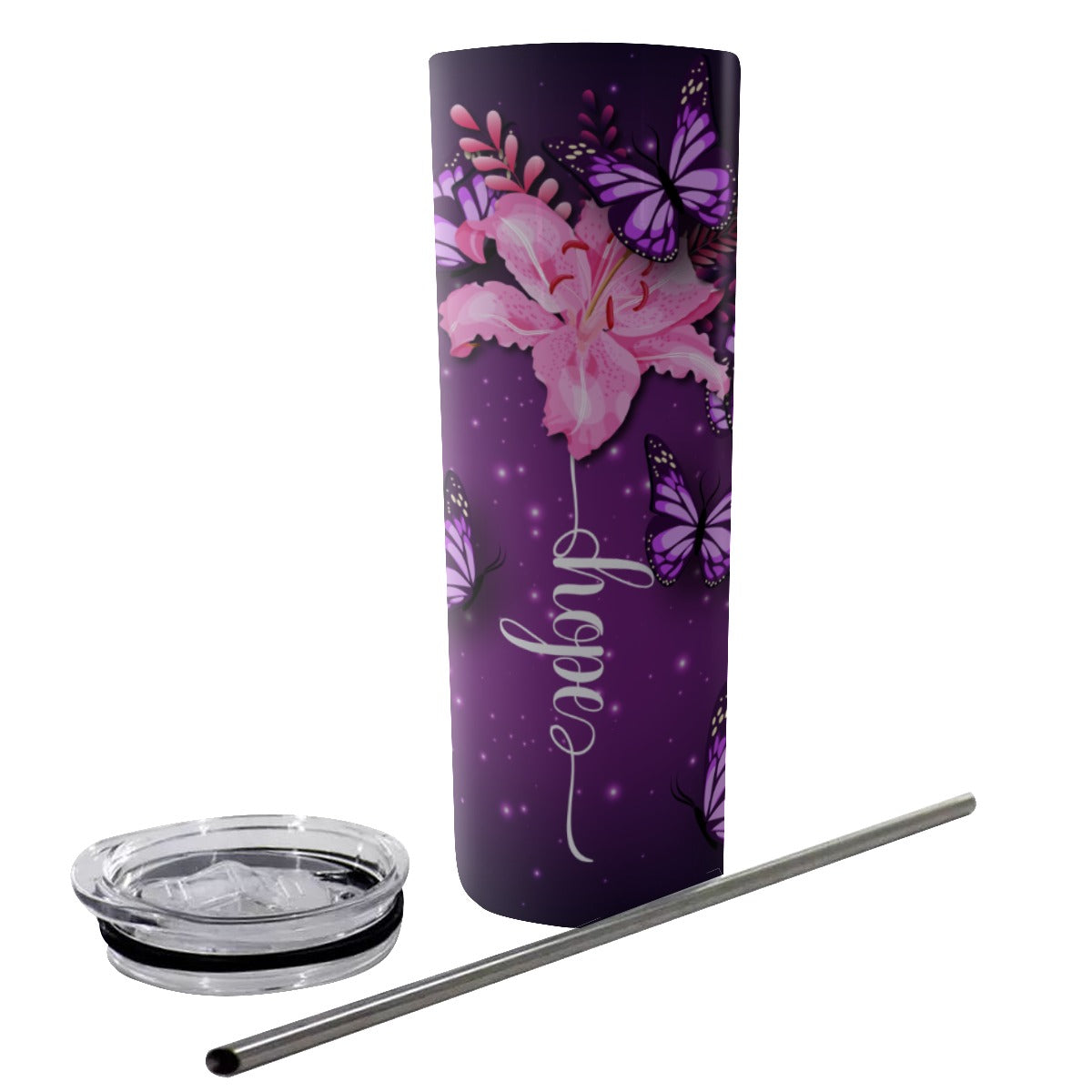 Faith, Hope, Love Tumbler With Stainless Steel Straw 20oz