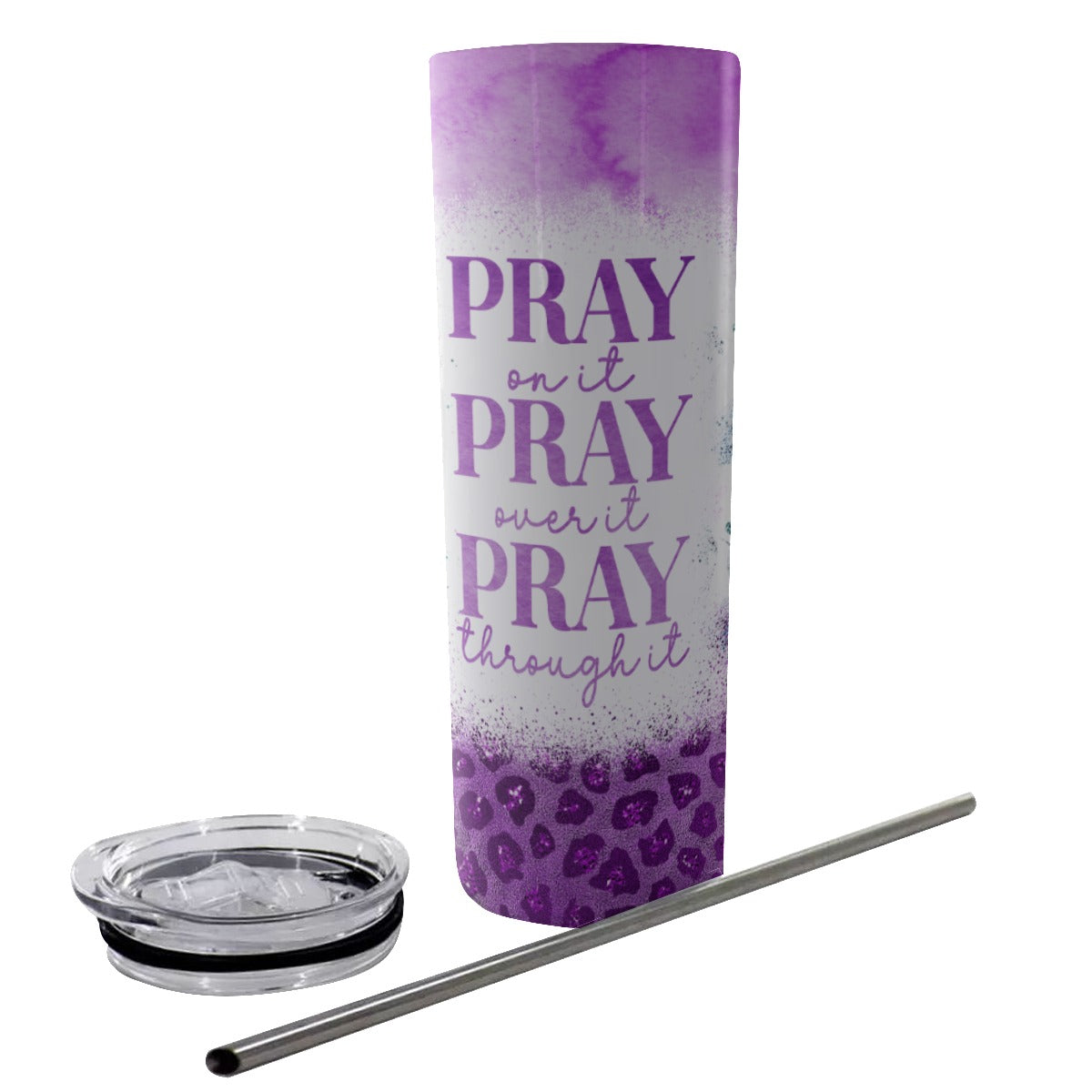 Pray for All Tumbler With Stainless Steel Straw 20oz