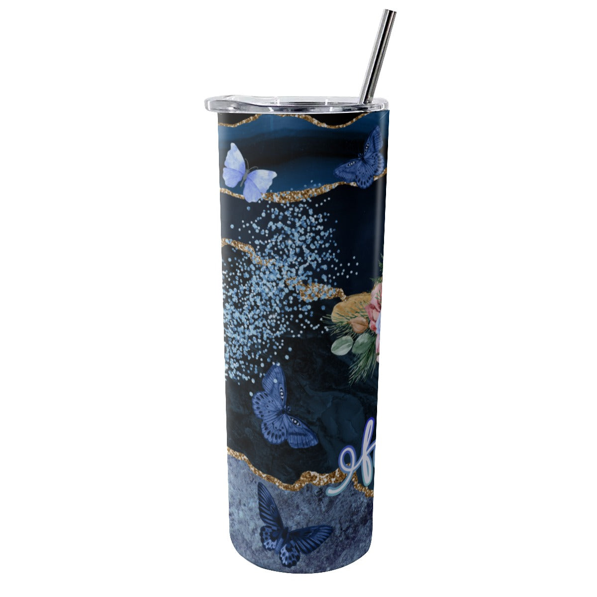 Faith Cross Tumbler With Stainless Steel Straw 20oz