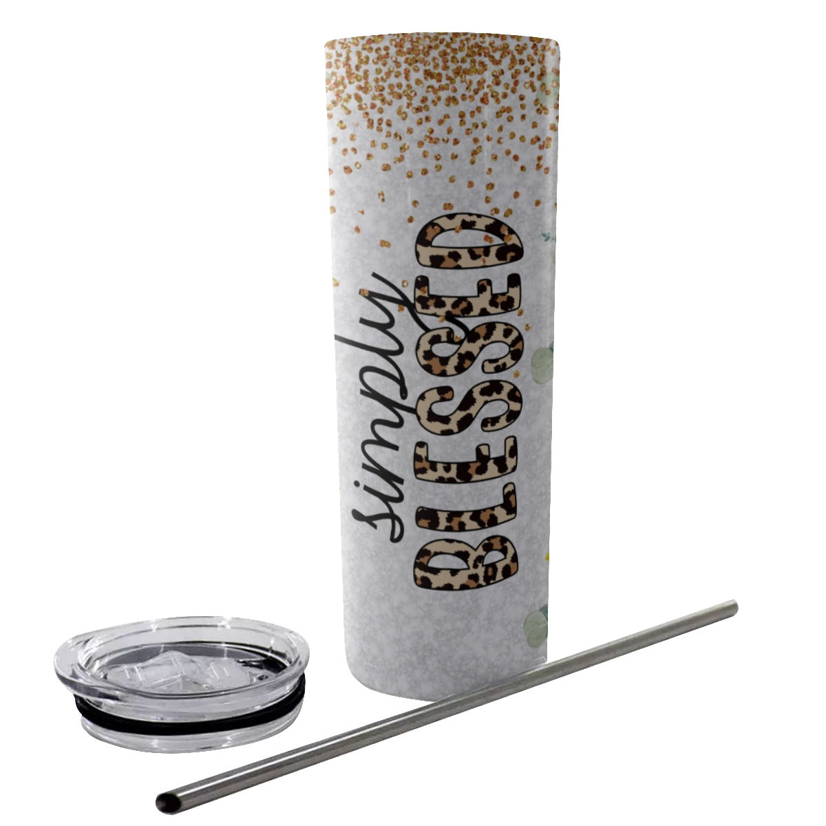 Simply Blessed Tumbler With Stainless Steel Straw 20oz