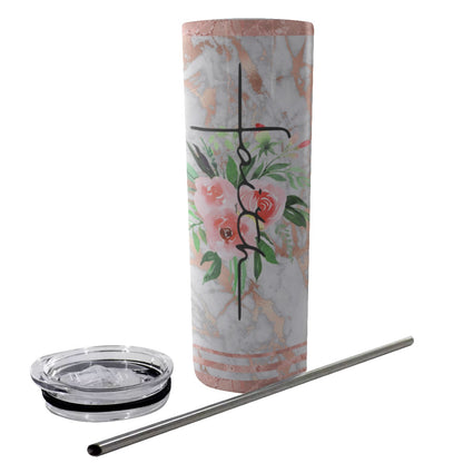 Pink Faith Tumbler With Stainless Steel Straw 20oz