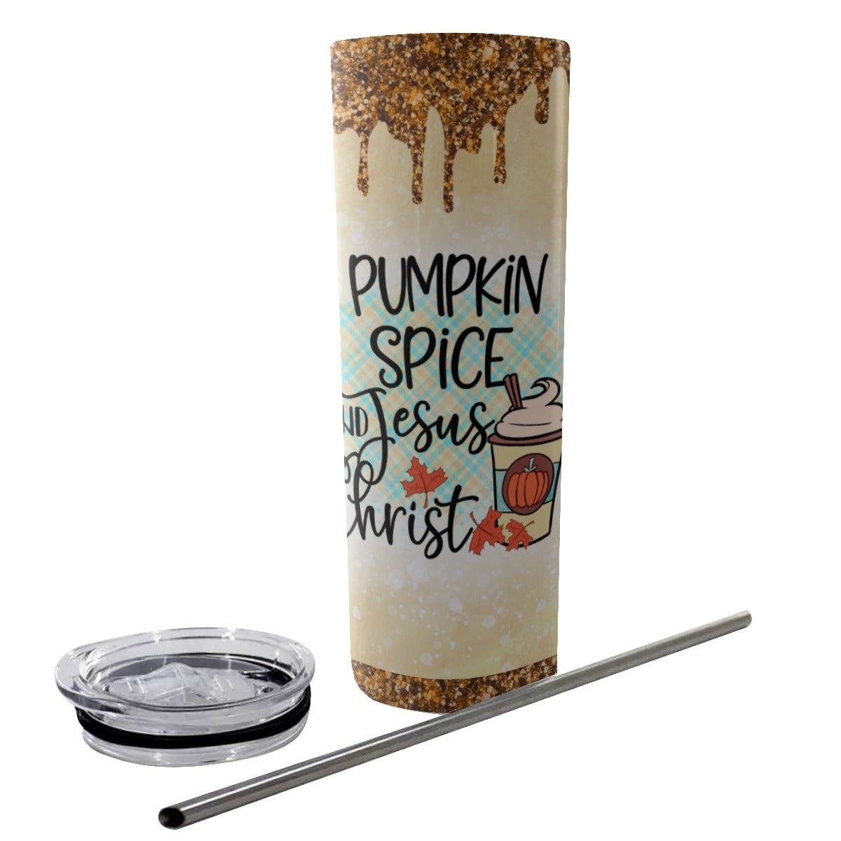 Pumpkin Spice in Jesus Crist Tumbler With Stainless Steel Straw 20oz