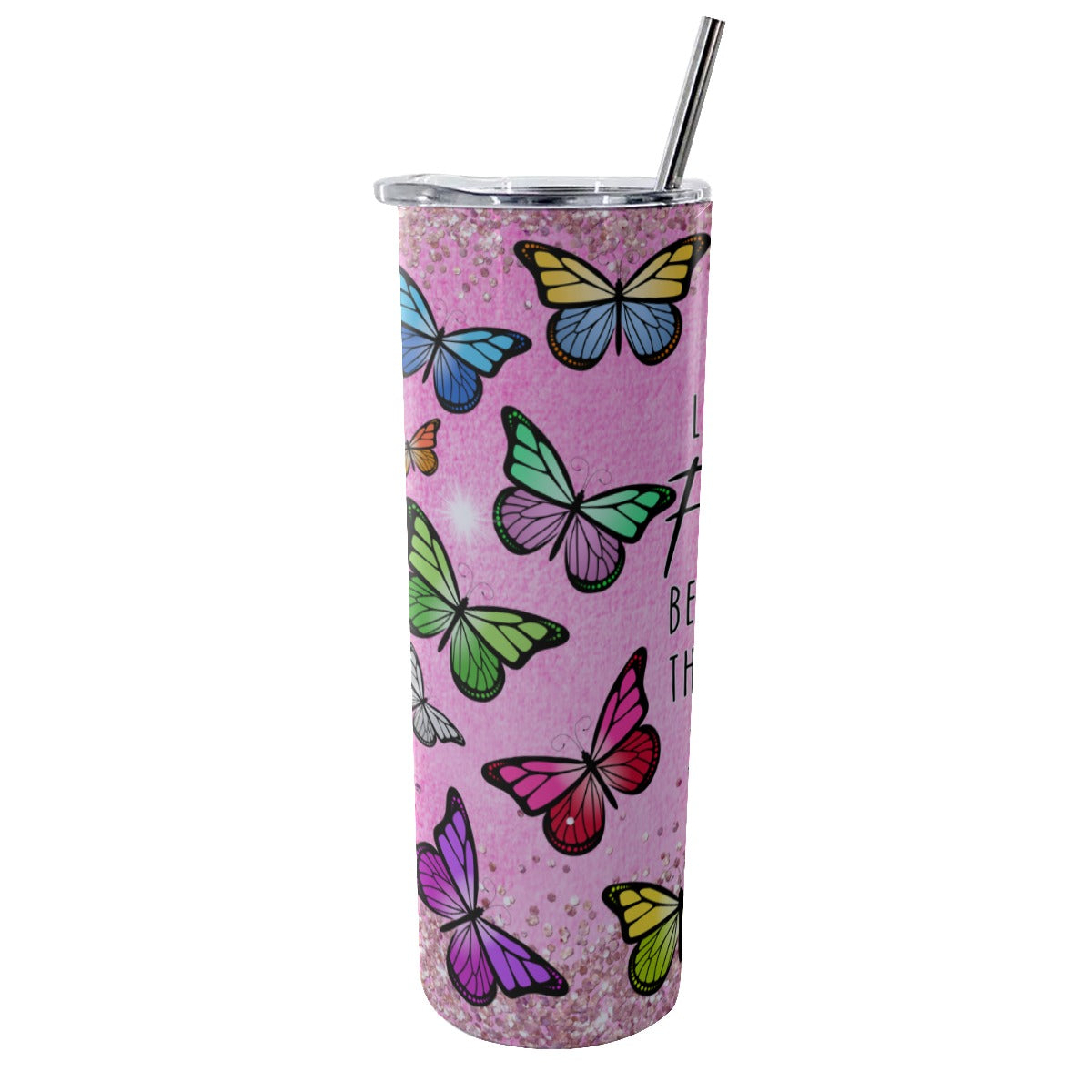 Faith Over Fear Tumbler With Stainless Steel Straw 20oz