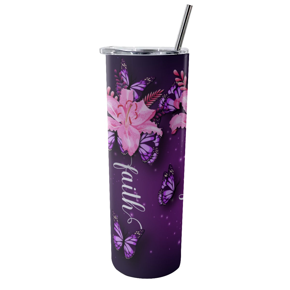 Faith, Hope, Love Tumbler With Stainless Steel Straw 20oz