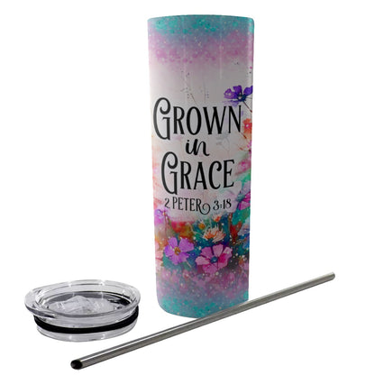 Grow in Grace Tumbler With Stainless Steel Straw 20oz