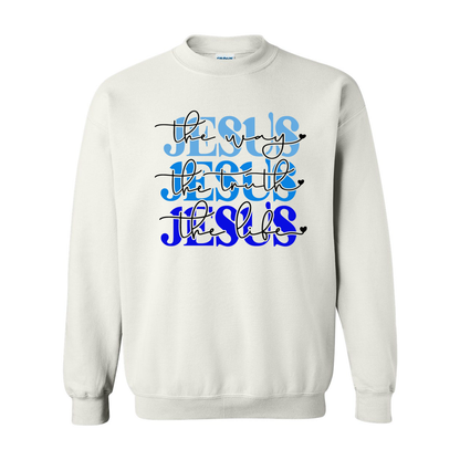 Jesus is The Way Blue Crewneck Sweatshirt