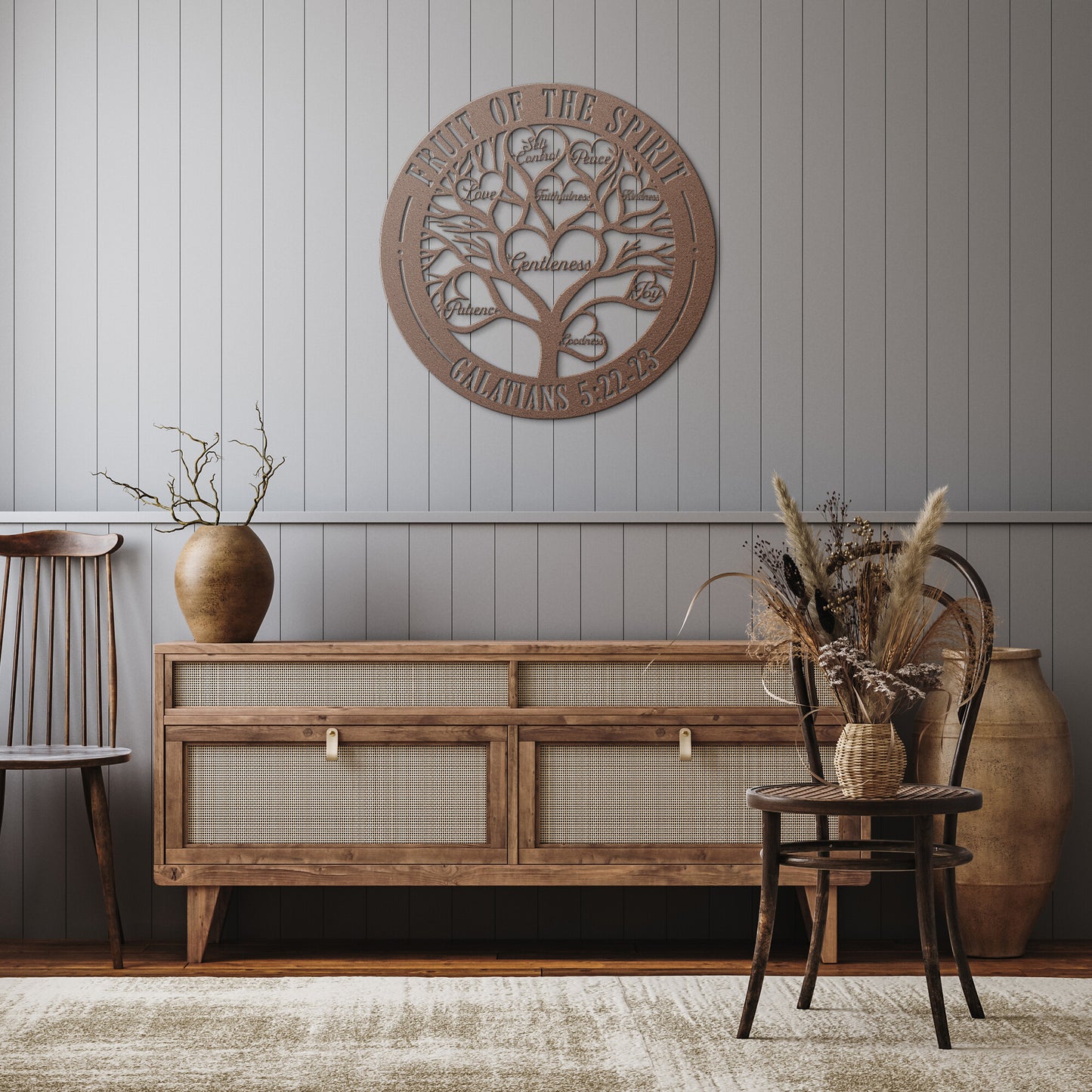 Fruit of The Spirit Galatians 5:22-23 - Metal Art/Sign, Religious Wall Home Decor, Christian Metal Sign, Bible Verse Metal Sign, Tree of Life