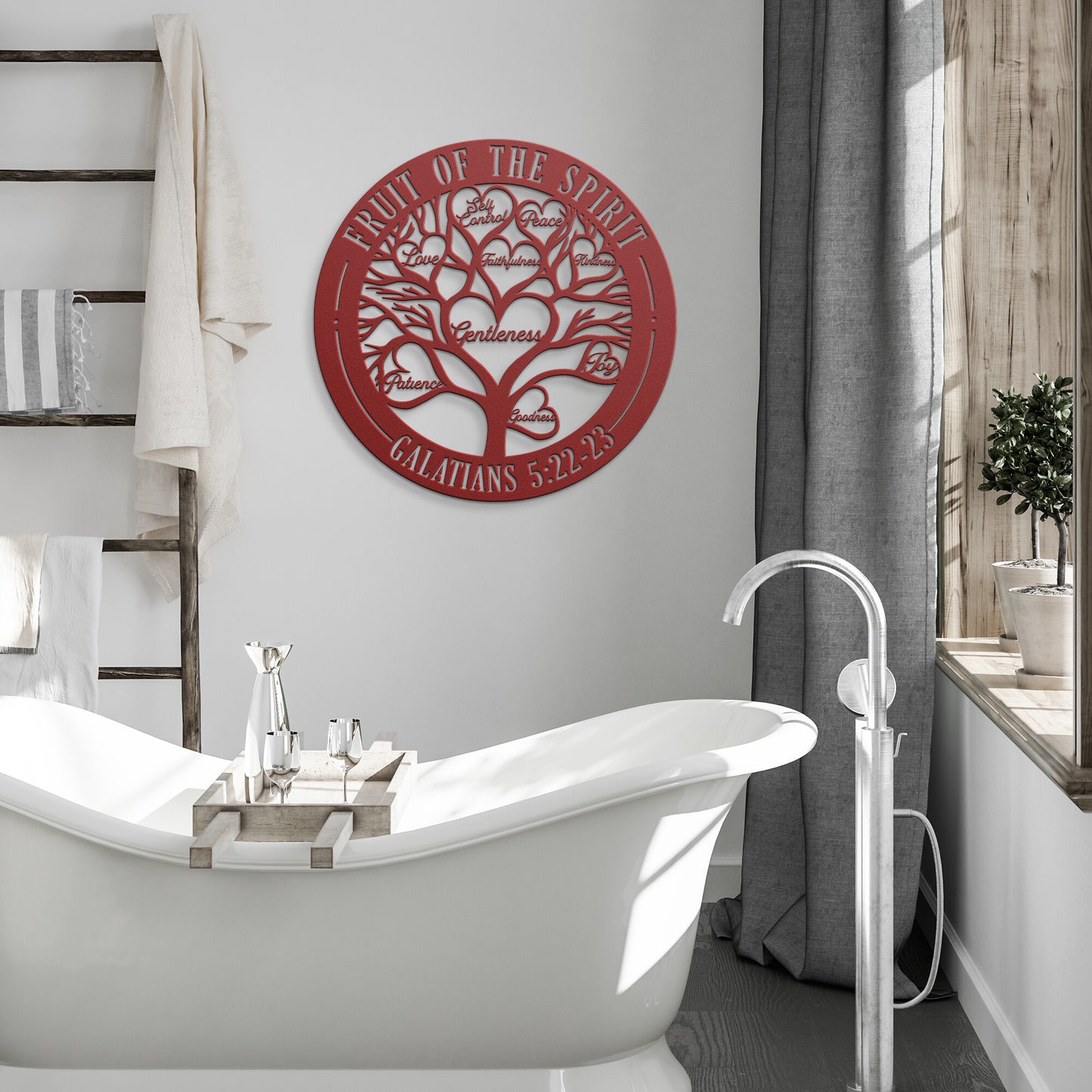 Fruit of The Spirit Galatians 5:22-23 - Metal Art/Sign, Religious Wall Home Decor, Christian Metal Sign, Bible Verse Metal Sign, Tree of Life