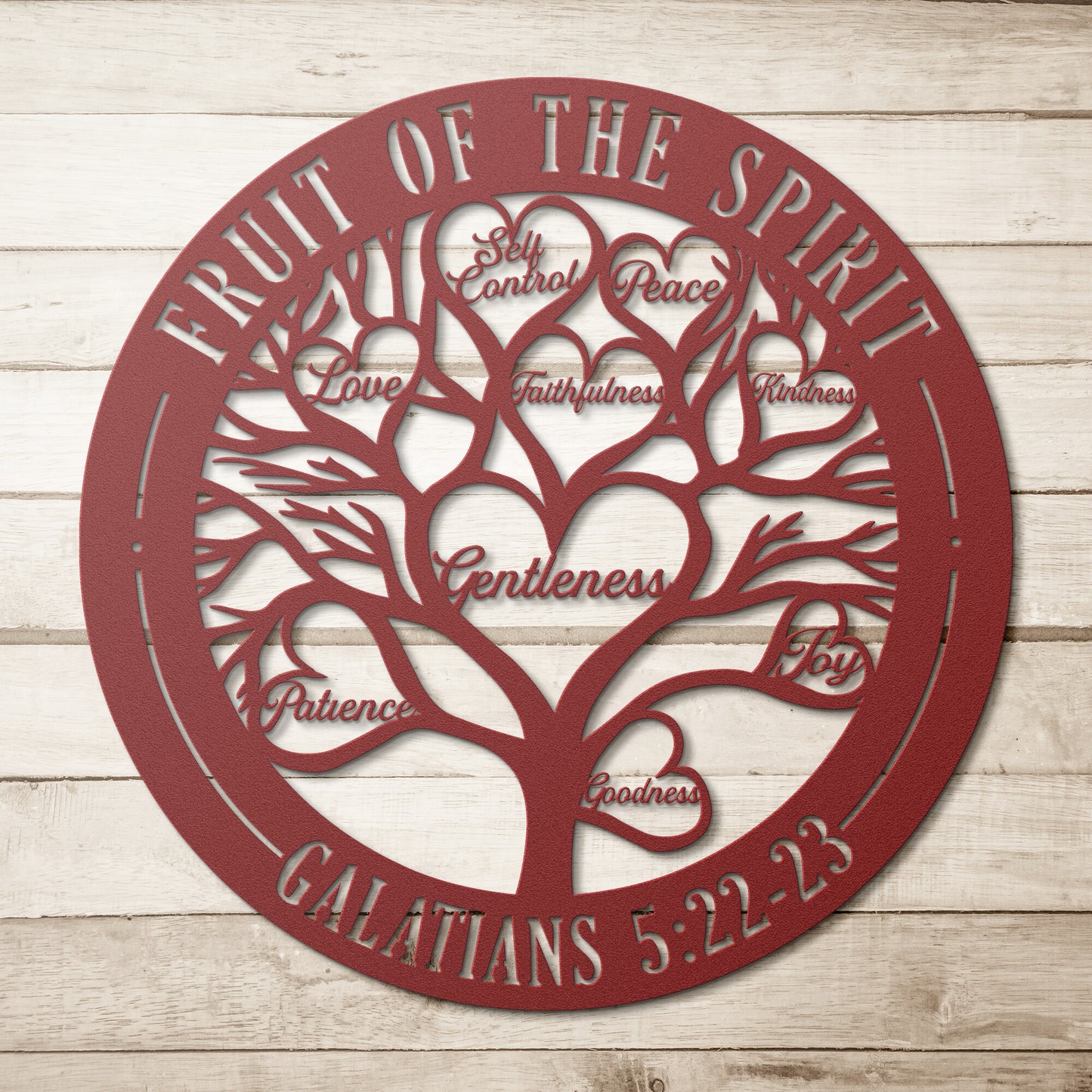 Fruit of The Spirit Galatians 5:22-23 - Metal Art/Sign, Religious Wall Home Decor, Christian Metal Sign, Bible Verse Metal Sign, Tree of Life