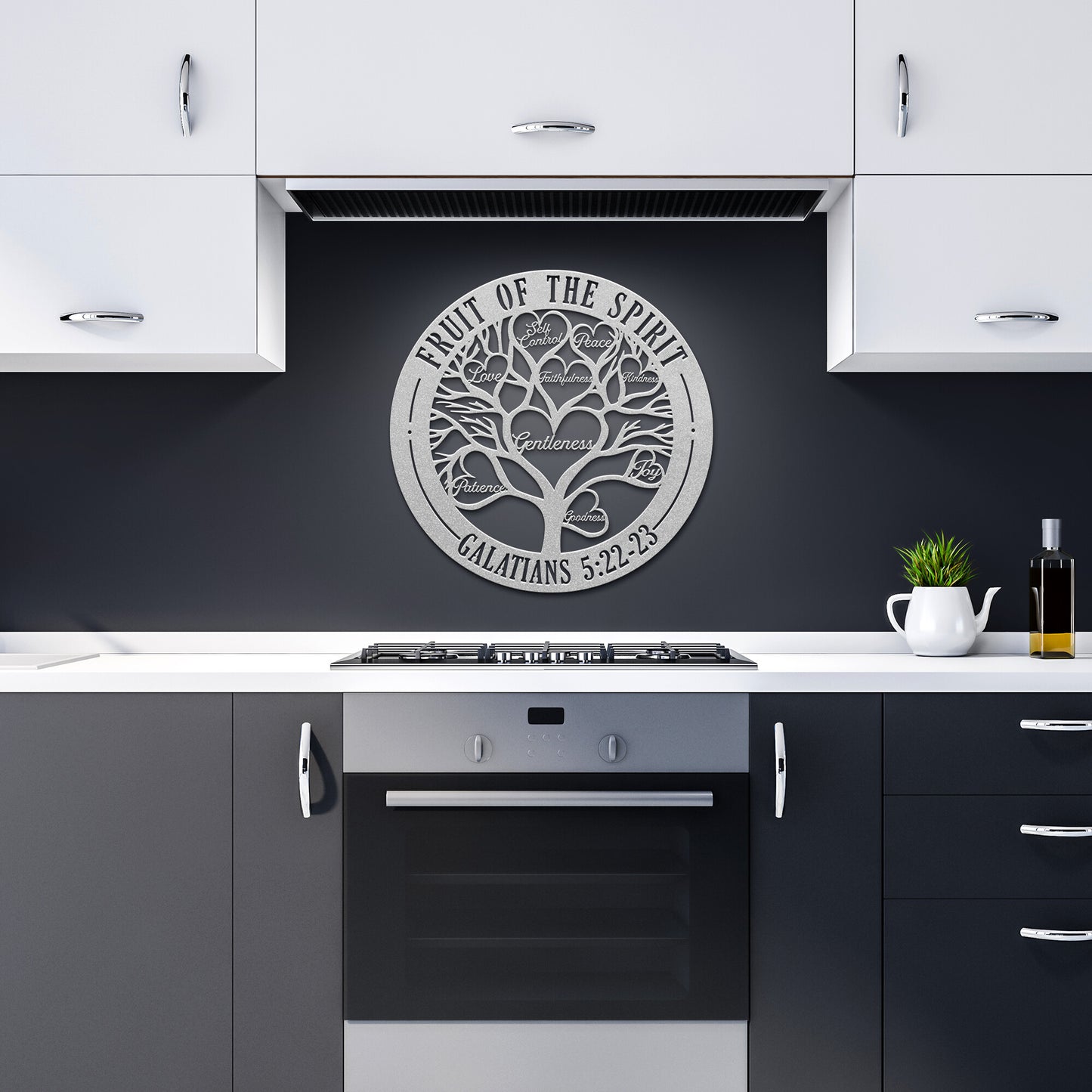 Fruit of The Spirit Galatians 5:22-23 - Metal Art/Sign, Religious Wall Home Decor, Christian Metal Sign, Bible Verse Metal Sign, Tree of Life