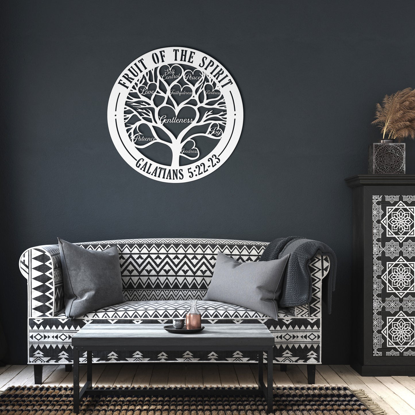 Fruit of The Spirit Galatians 5:22-23 - Metal Art/Sign, Religious Wall Home Decor, Christian Metal Sign, Bible Verse Metal Sign, Tree of Life