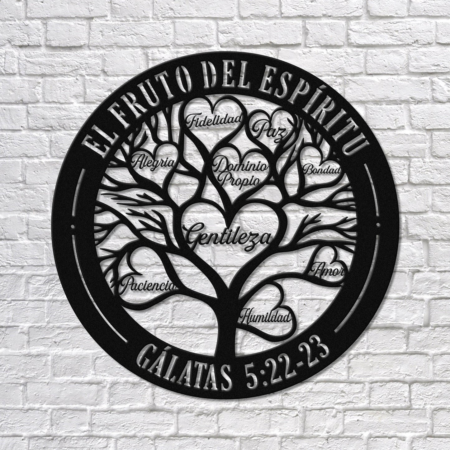 El Fruto del Espíritu Arte de Metal Fruit of the Spirit Bible Verse, Spanish/ Español Religious Wall Home Decor, Christian Metal Wall Sign.