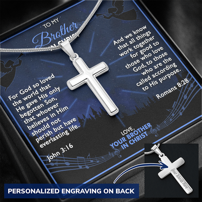 Custom Cross and Chain - Stainless Steel Curb Chain - Personalized Cross Necklace - Faith and Religious Gift