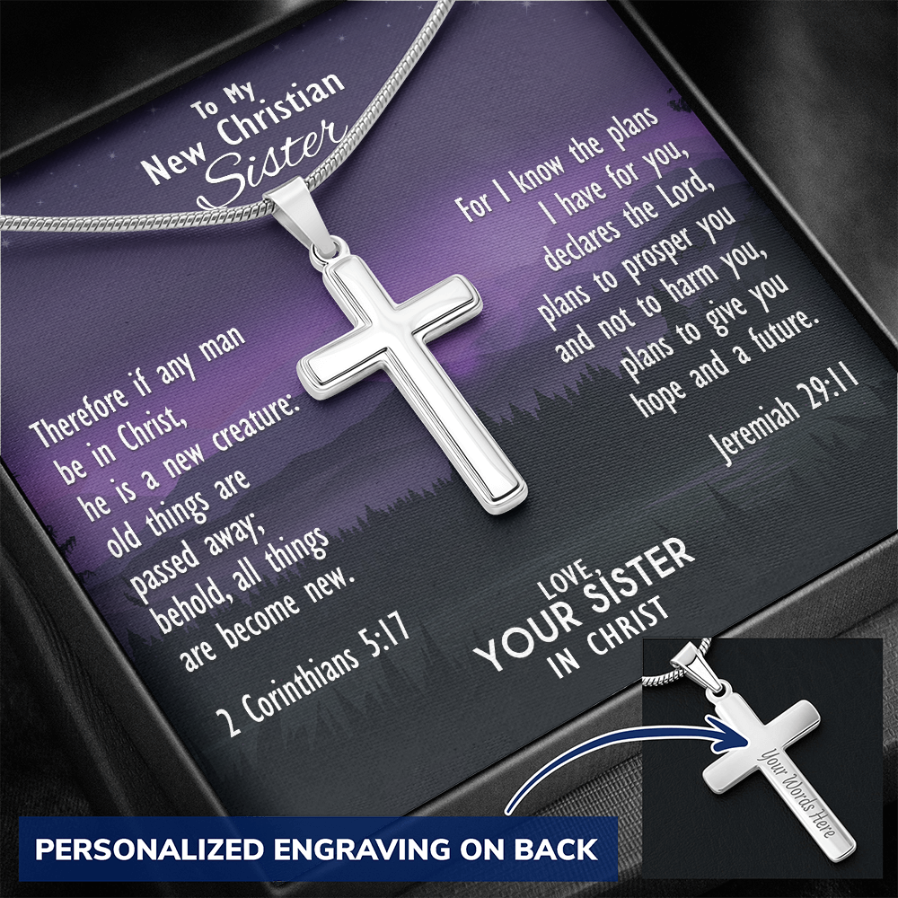 Custom Cross and Chain - Stainless Steel Curb Chain - Personalized Cross Necklace - Faith and Religious Gift