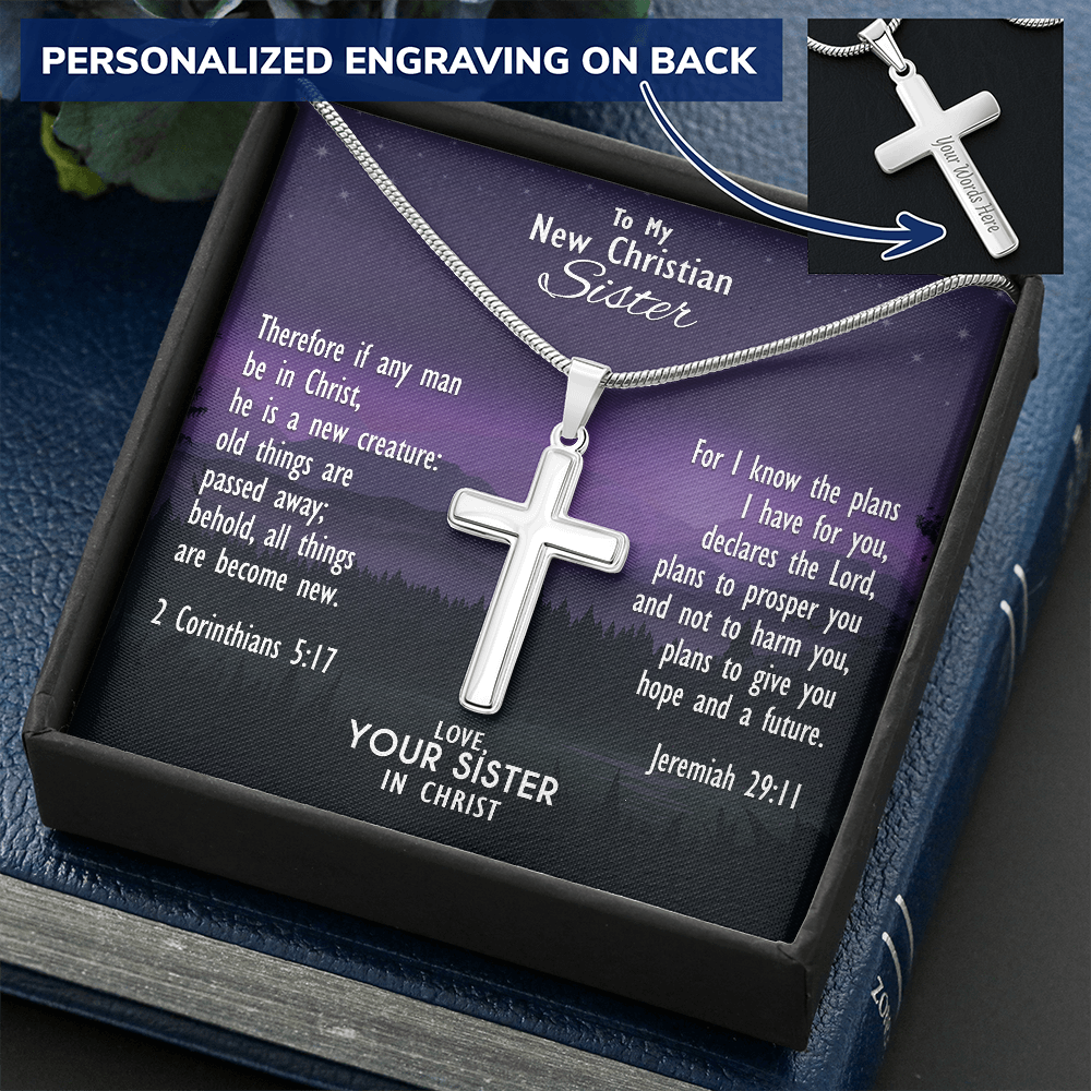 Custom Cross and Chain - Stainless Steel Curb Chain - Personalized Cross Necklace - Faith and Religious Gift