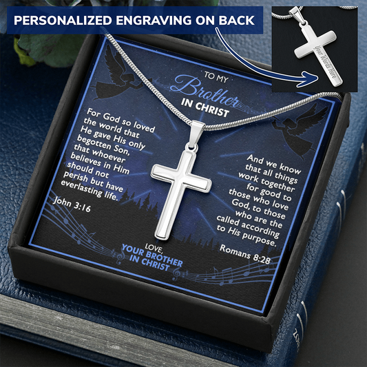Custom Cross and Chain - Stainless Steel Curb Chain - Personalized Cross Necklace - Faith and Religious Gift
