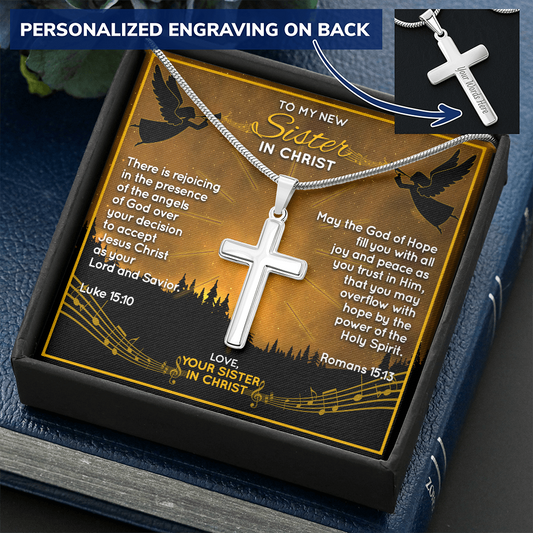 Custom Cross and Chain - Stainless Steel Curb Chain - Personalized Cross Necklace - Faith and Religious Gift