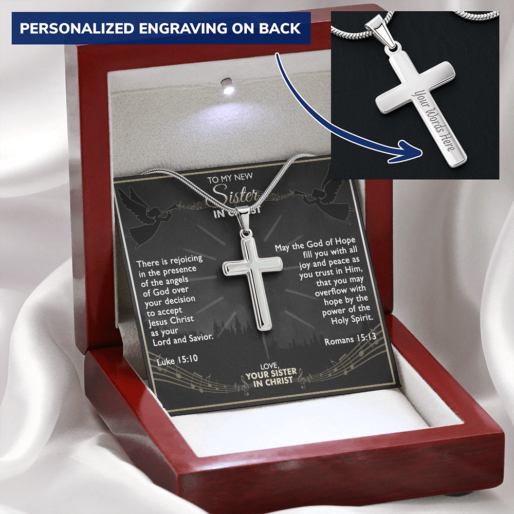 Custom Cross and Chain - Stainless Steel Curb Chain - Personalized Cross Necklace - Faith and Religious Gift