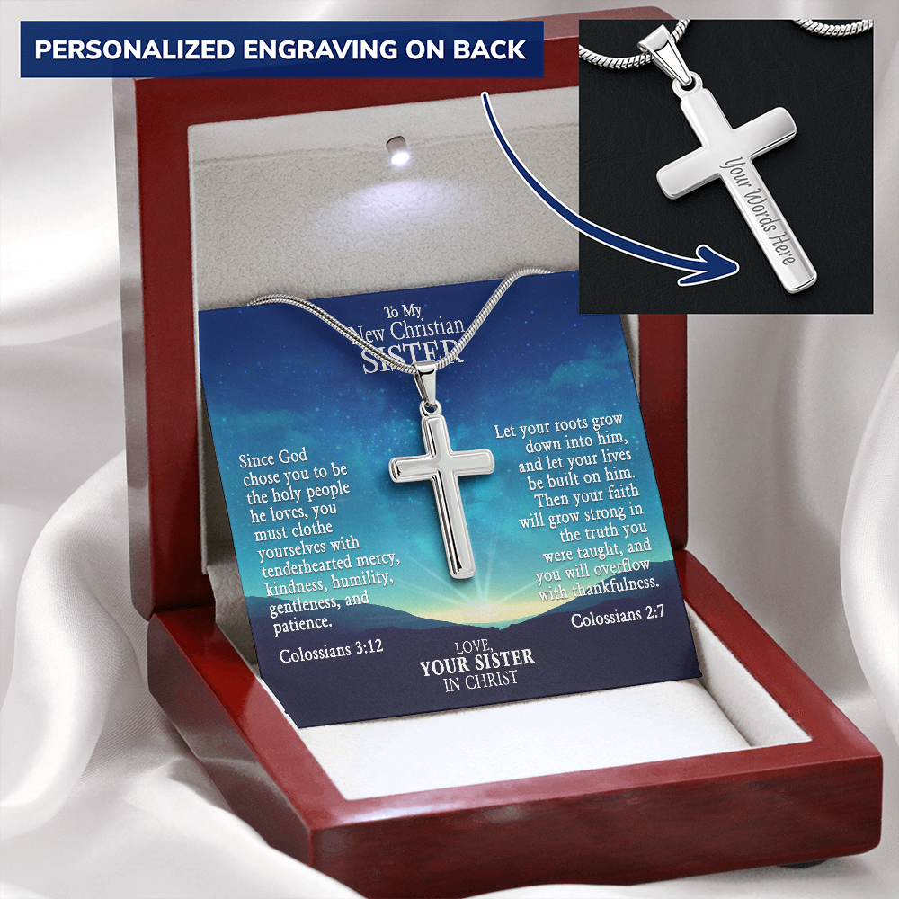 Custom Cross and Chain - Stainless Steel Curb Chain - Personalized Cross Necklace - Faith and Religious Gift
