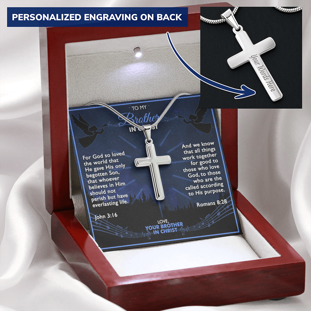 Custom Cross and Chain - Stainless Steel Curb Chain - Personalized Cross Necklace - Faith and Religious Gift